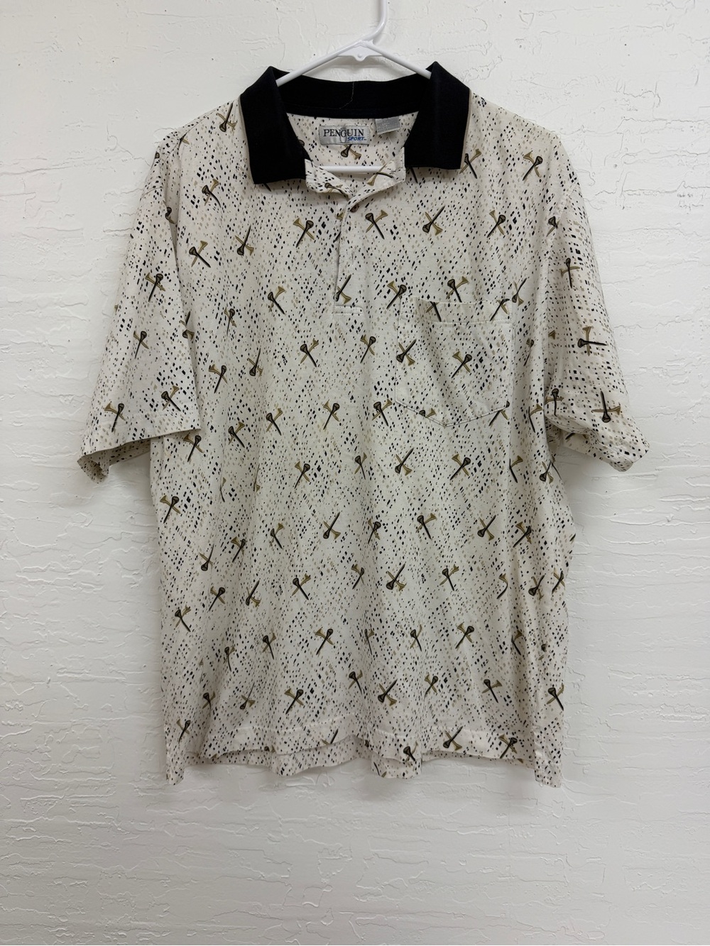 Original 1990’s Penguin Cream Polo with Black Contrast Collar